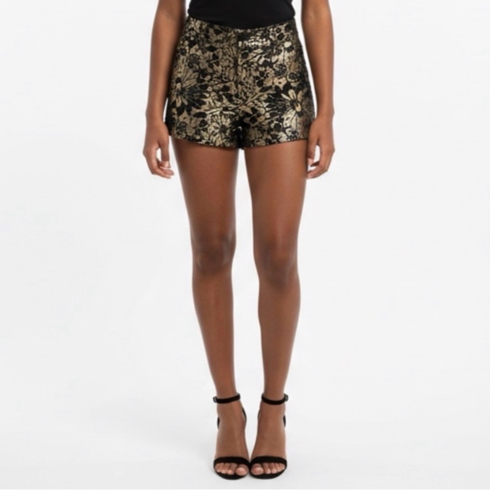 NWOT Sans Souci Metallic Black and Gold Shorts